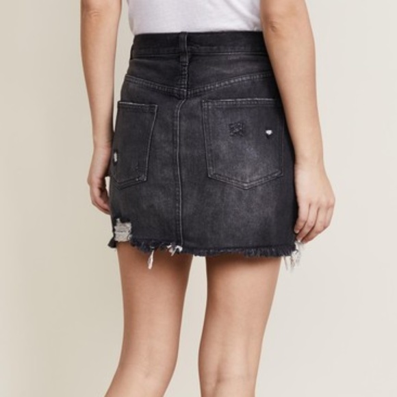 We the Free Relaxed & Destroyed Black Denim Skirt - Picture 2 of 8